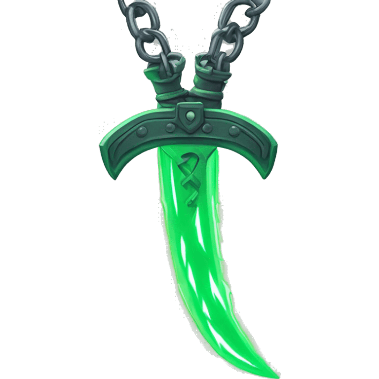 Twin green neon swords attached by chain emoji