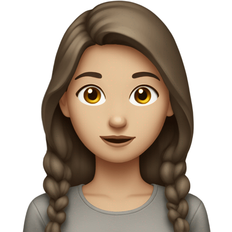 brown haired girl with grey cat emoji