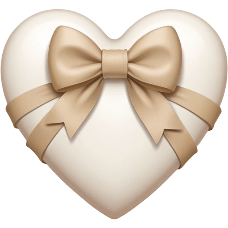 white heart with beige bow emoji