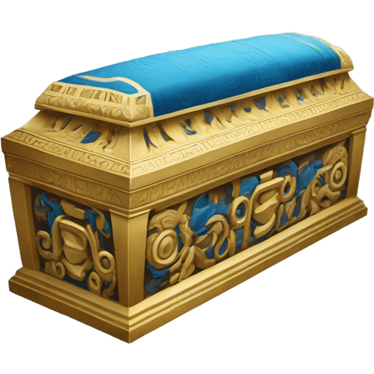 sarcophagus gold blue white black , full body  emoji