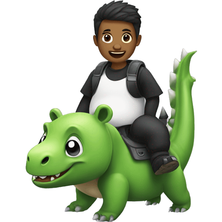 Panda ride on dinosaur emoji