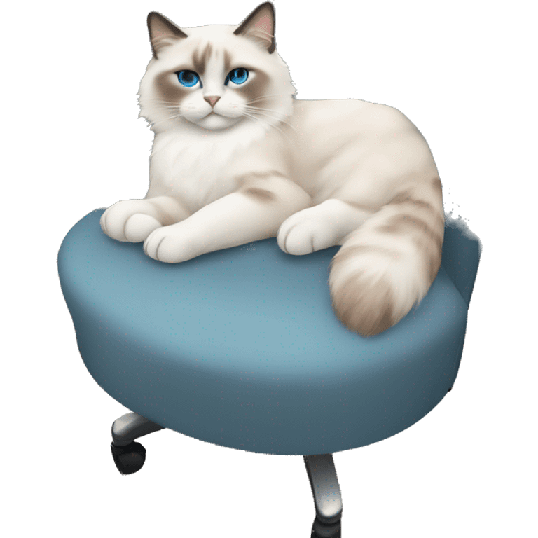 ragdoll cat sleeping on an office chair emoji