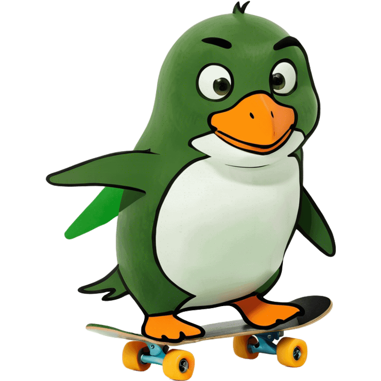 penguin riding a skateboard  emoji