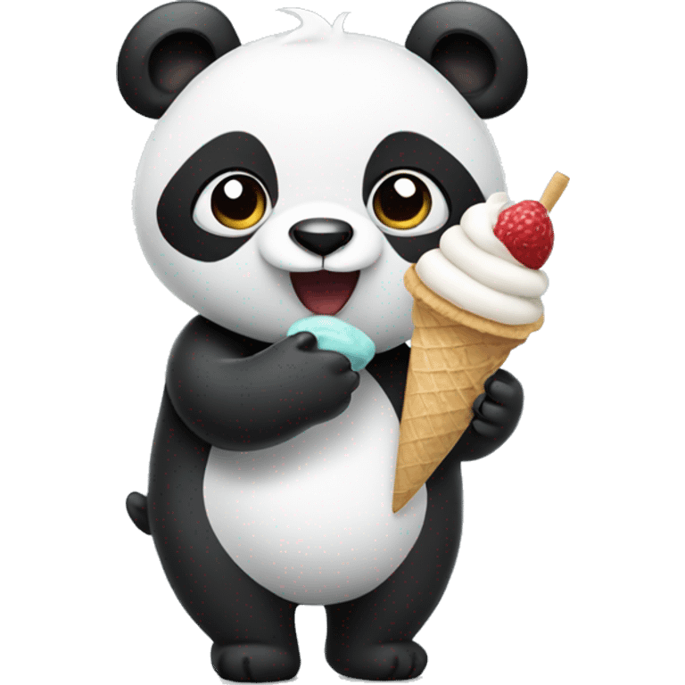 Panda eating ice cream emoji