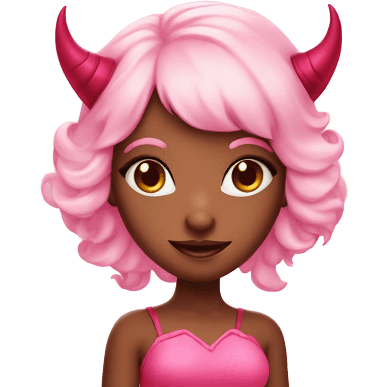 Cute pink girly devil emoji