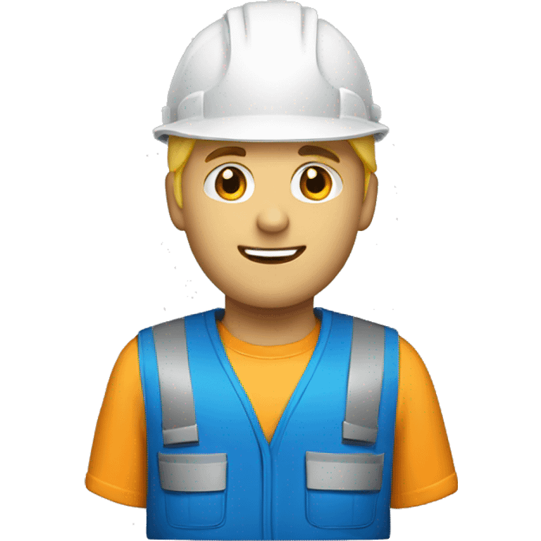 Blonde Male construction worker with hat and blue work wear emoji