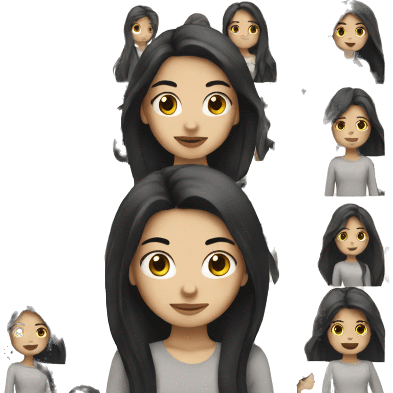 Girl with long black hair and white skin emoji