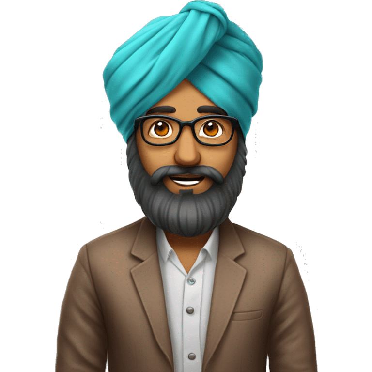 indian guy with a turban with a big beard and really big glasses with a high prescripti emoji