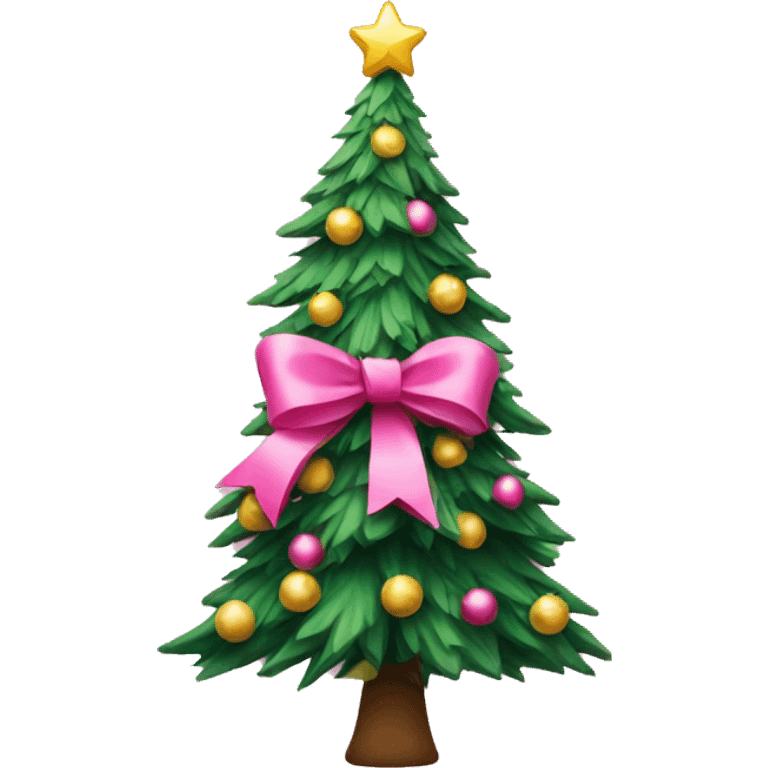 Christmas tree with pink bow emoji