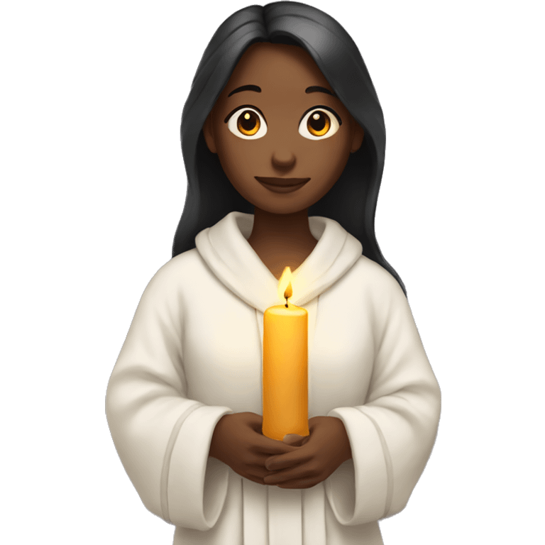 Girl in robe holding candle emoji