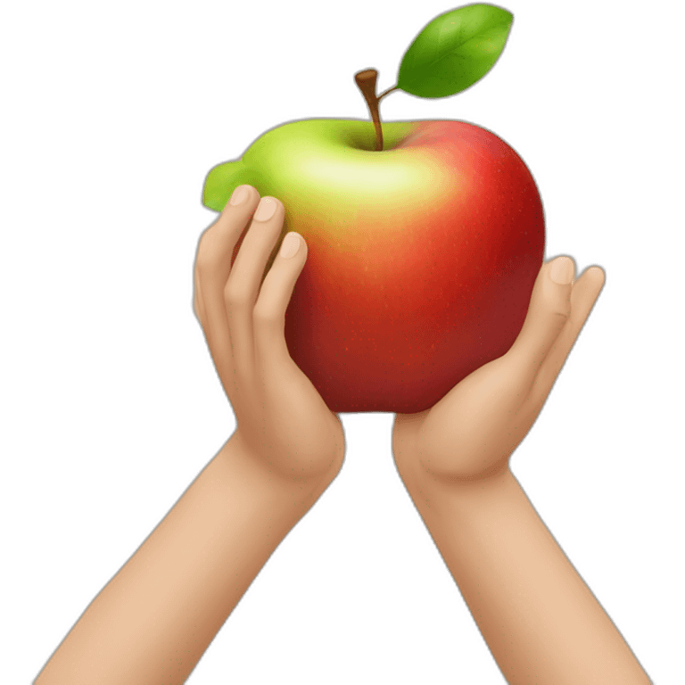 hands recieveing an apple emoji