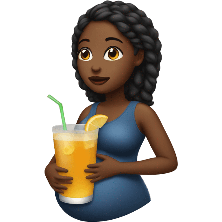 pregnant black woman with a drink emoji