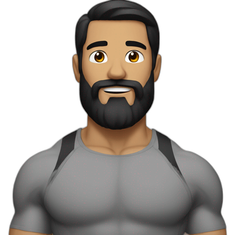 While guy with black hair and beard do calisthenics  emoji