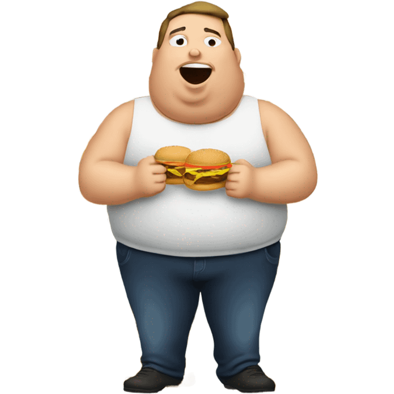 overweight guy eating 15 hamburgers emoji