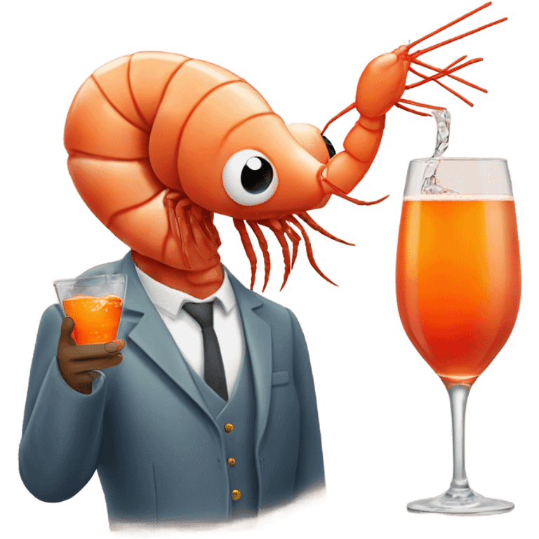 A shrimp drinking an aperol spritz emoji