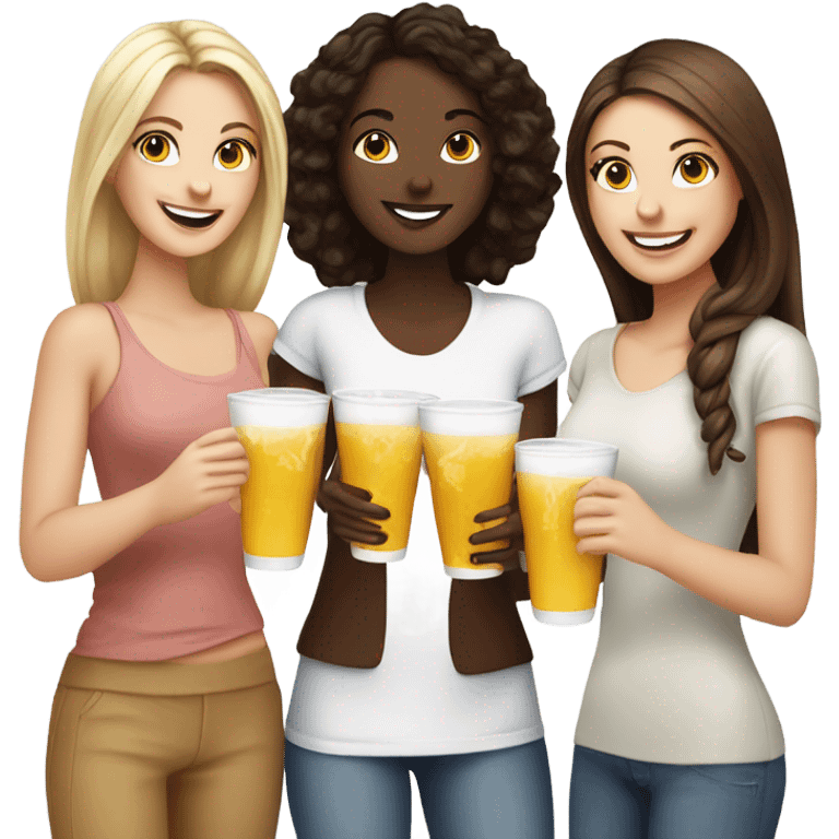 Group of 6 white  girls drinking  emoji