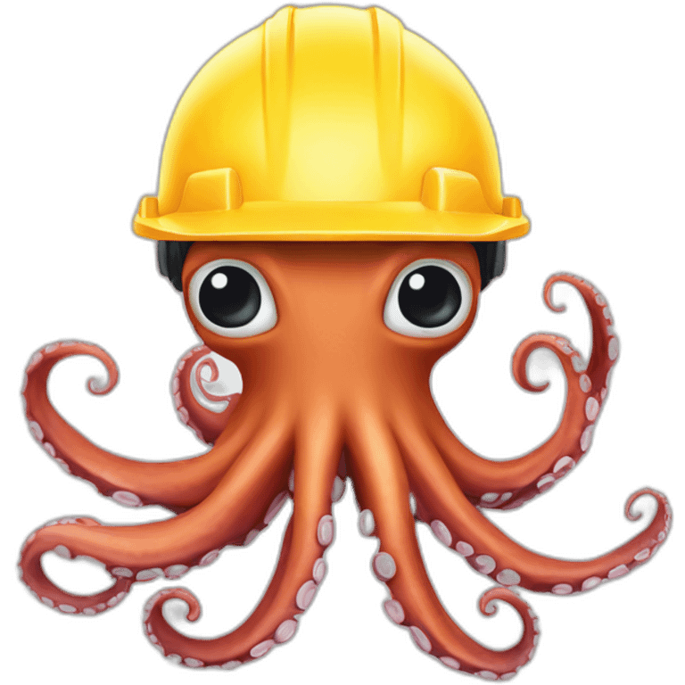 octopus avec casque de chantier qui tient des outils emoji