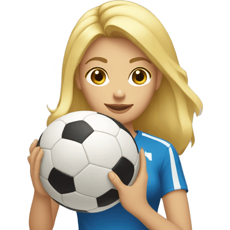 blond woman holding a soccer ball in her hand emoji