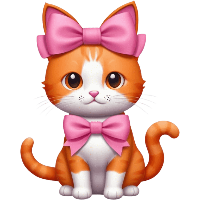 orange cat with a pink bow  emoji