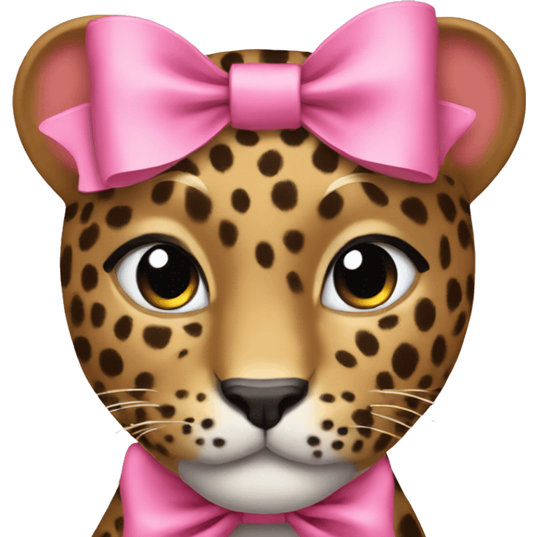 leopard wearing pink bow  emoji