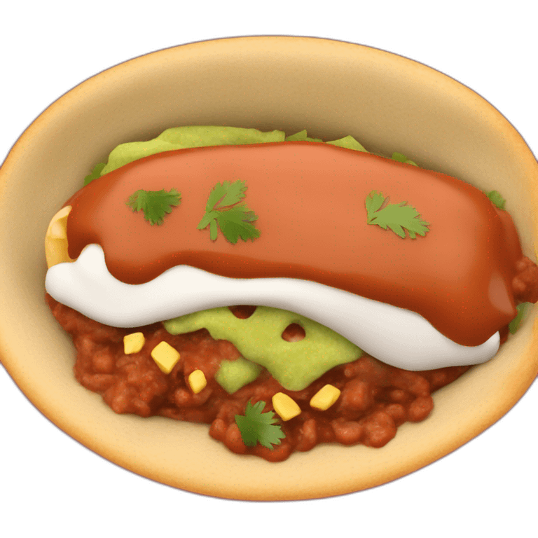 enchilada filled with refried beans red sauce on top emoji