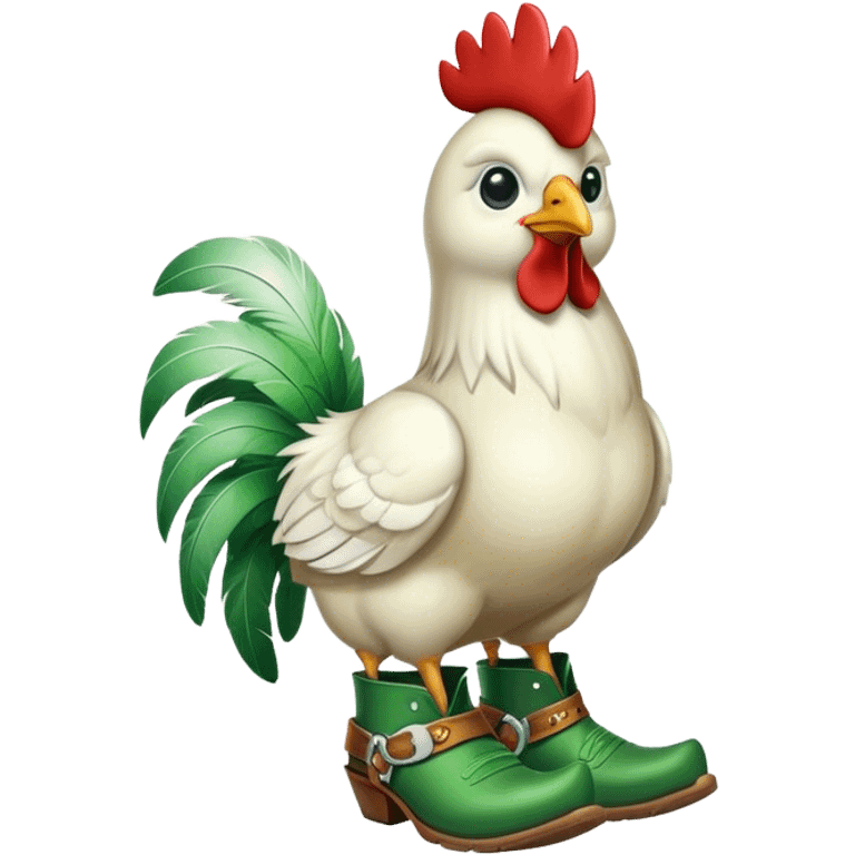 Chicken wearing green cowboy boots  emoji