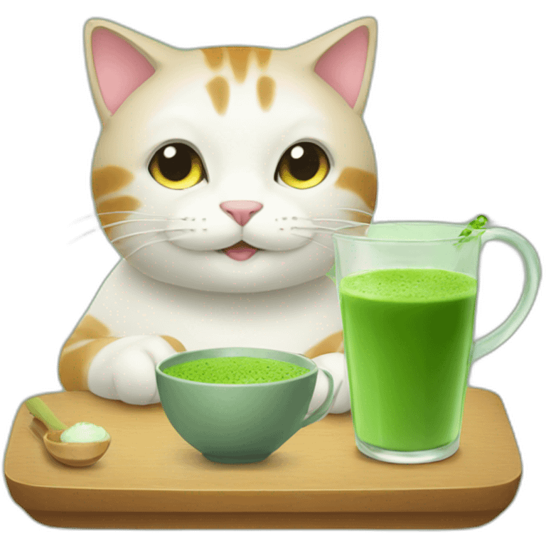 cat drinking matcha emoji