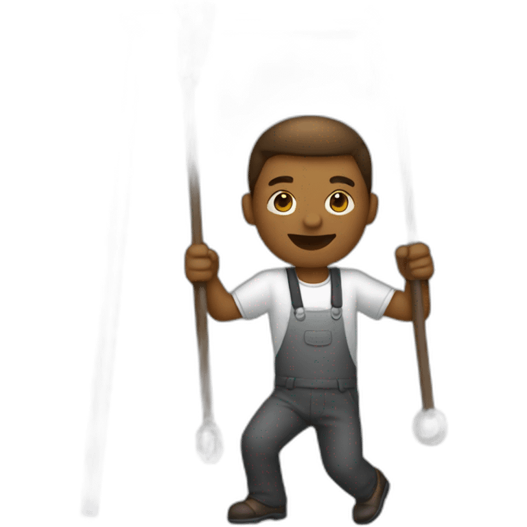 A man who is working with a swing emoji