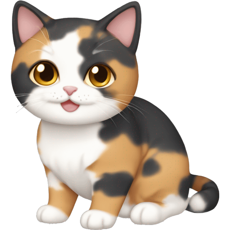 Calico cat, chubby, chibi, cute emoji