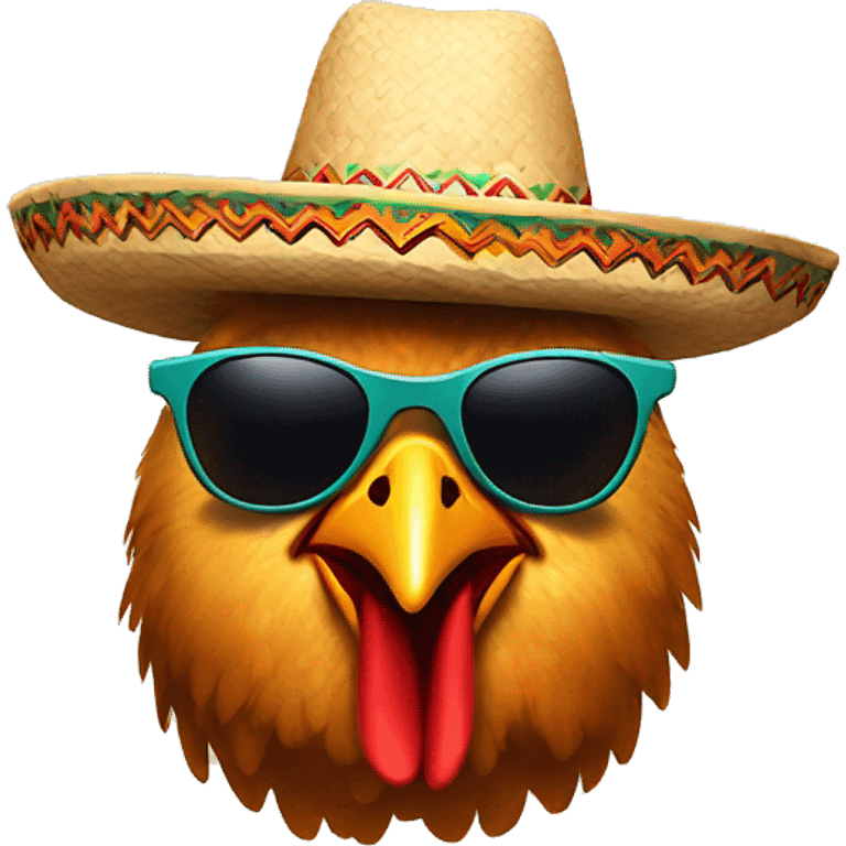 a chicken with sunglasses and a mexican hat emoji