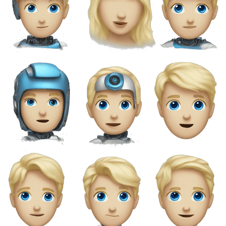 blonde &blue eyes boy in a robot  emoji