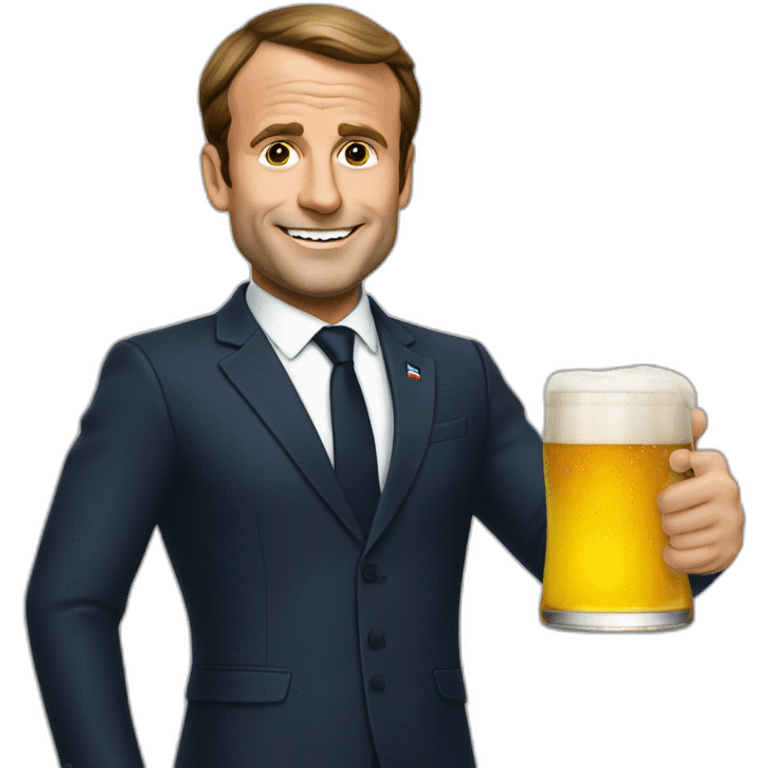 Macron avec une bière emoji