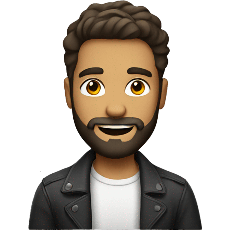 confident guy with beard with fun emoji