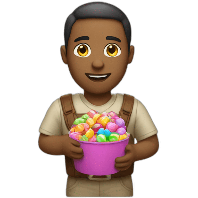 A Native white man with candy in hand emoji