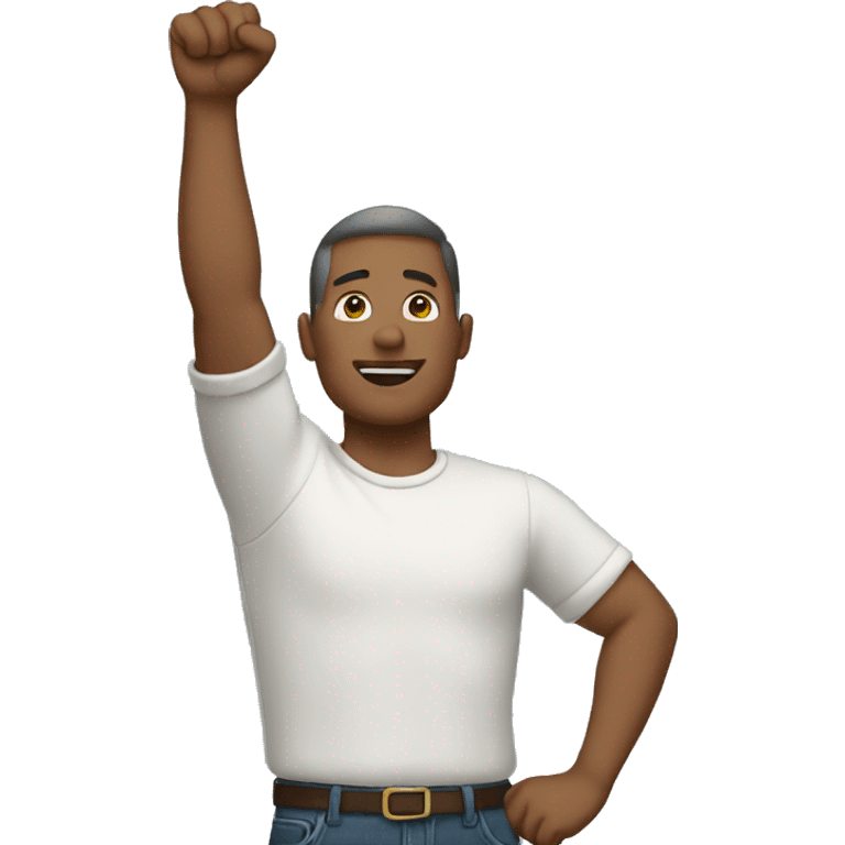 Man raising his arm up to the sky at an angle emoji