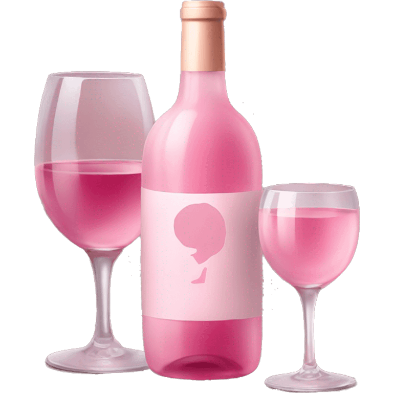 fancy bottle baby pink wine with a glass next to it emoji