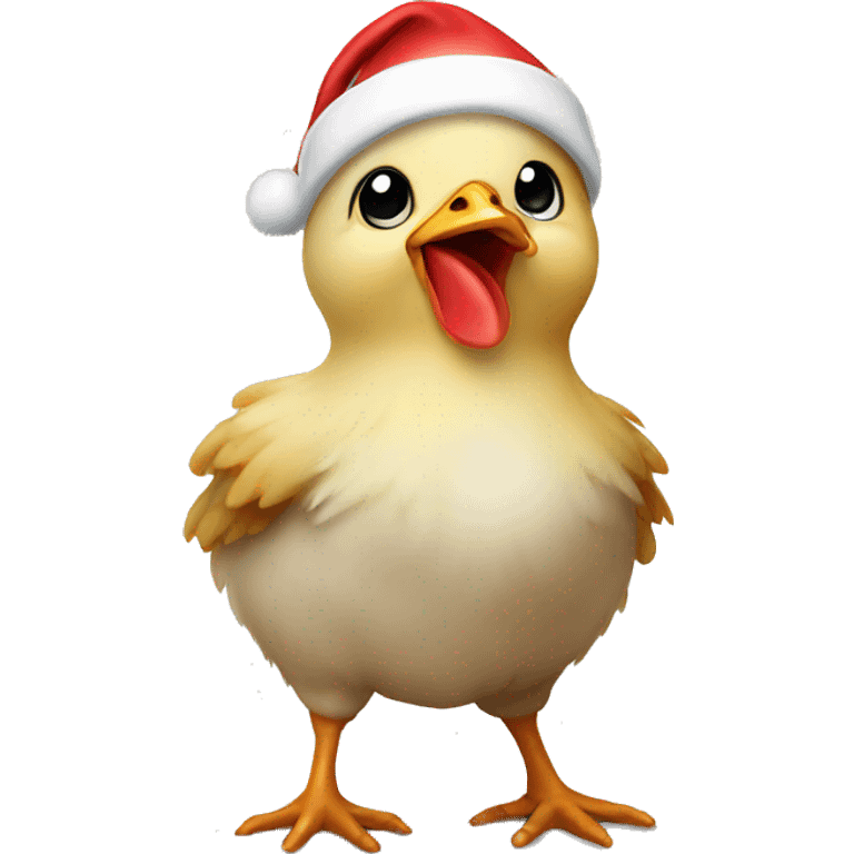 Baby chicken wearing Santa hat  emoji