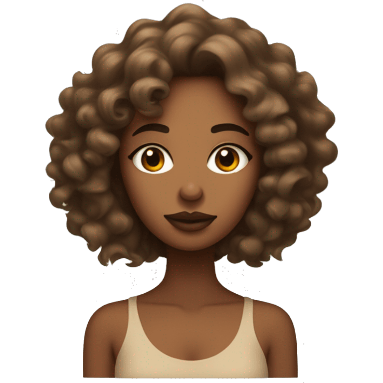 Light brown skin woman with loose curls and two moles one beneath her left eye and one is under her lips emoji