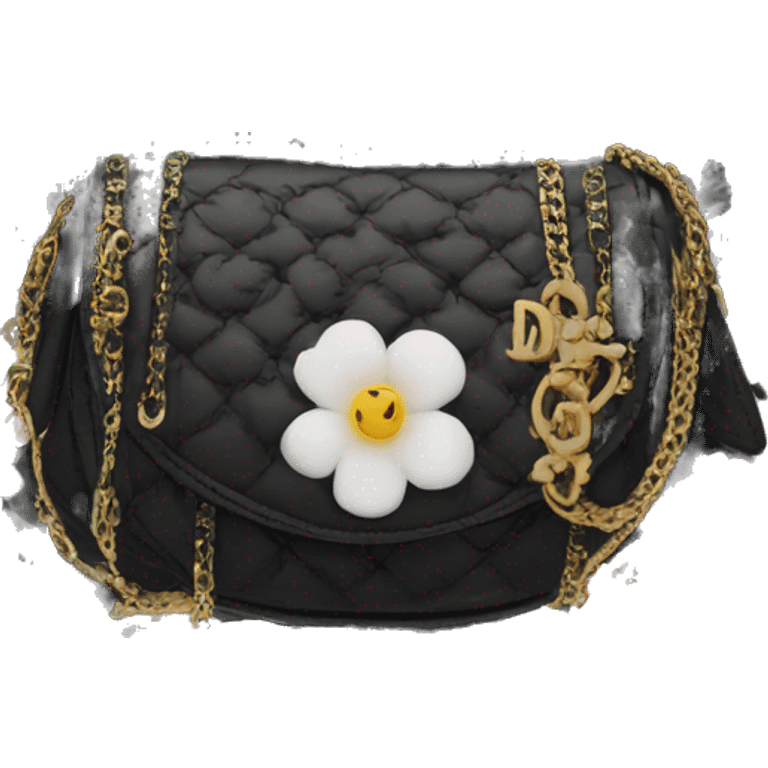 Deep black dior purse with gothic florals   emoji