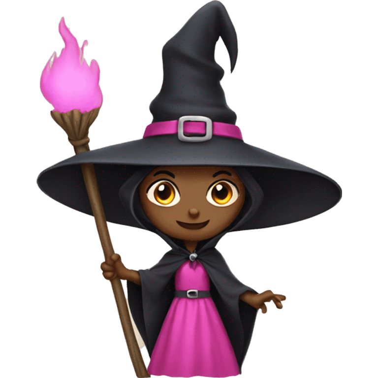 Witch wearing pink emoji