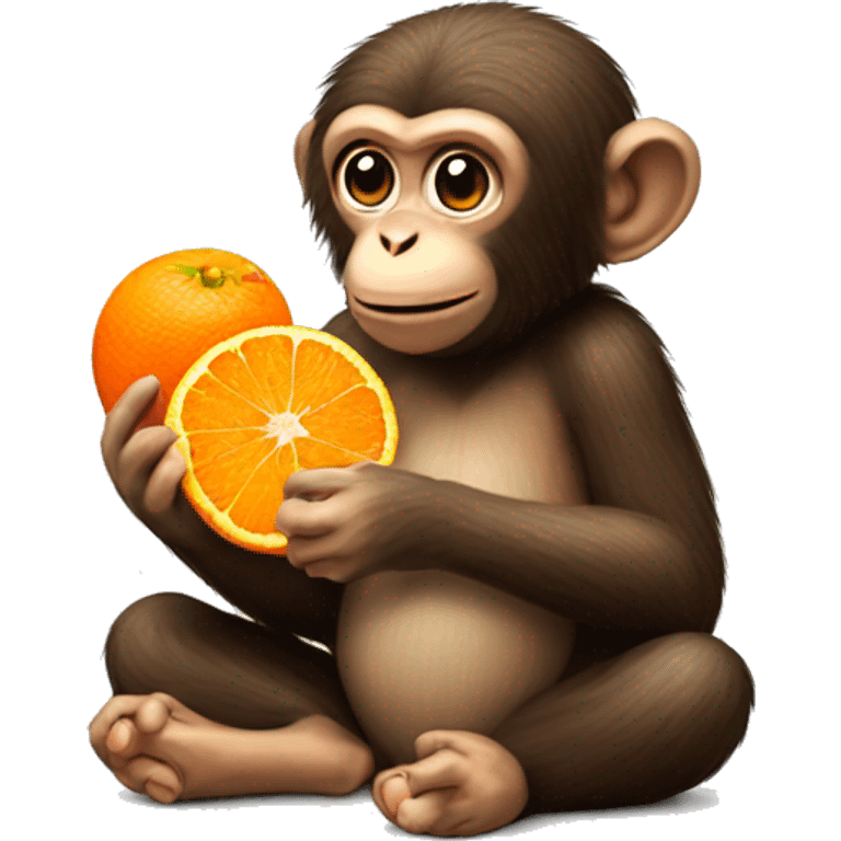 monkey eats tangerine emoji