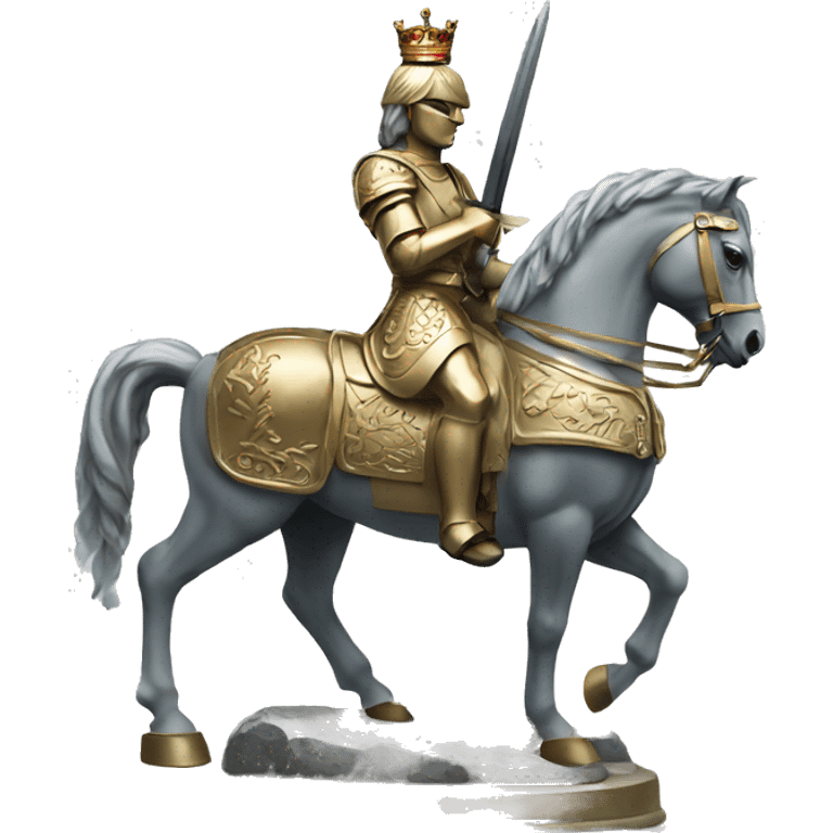 horse statue with weapon with English crown emoji