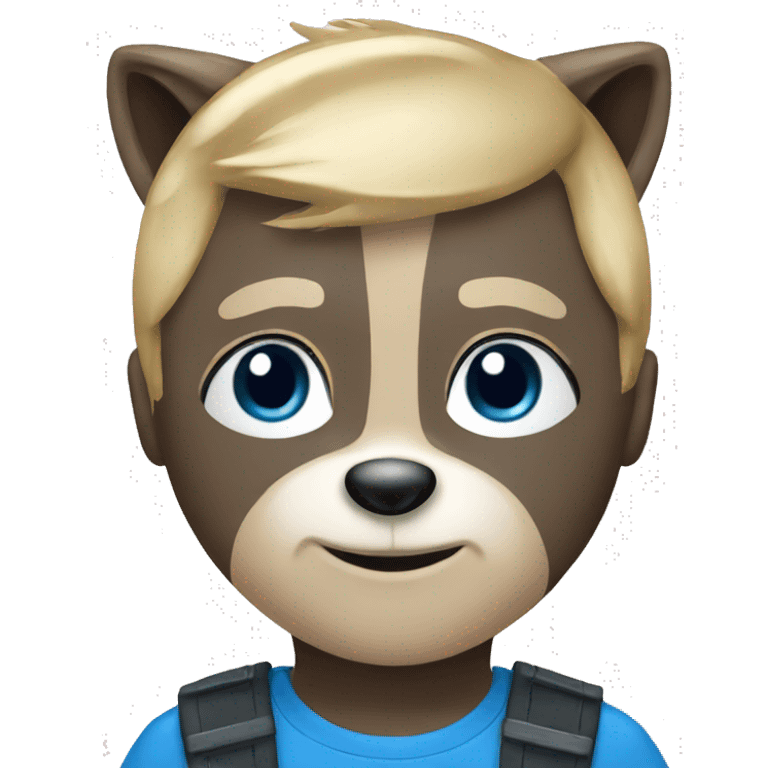 Raccoon with blond hair and blue eyes emoji