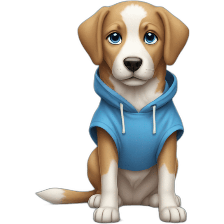 Young Dog american shepeard with a Hoodie and blue eyes emoji