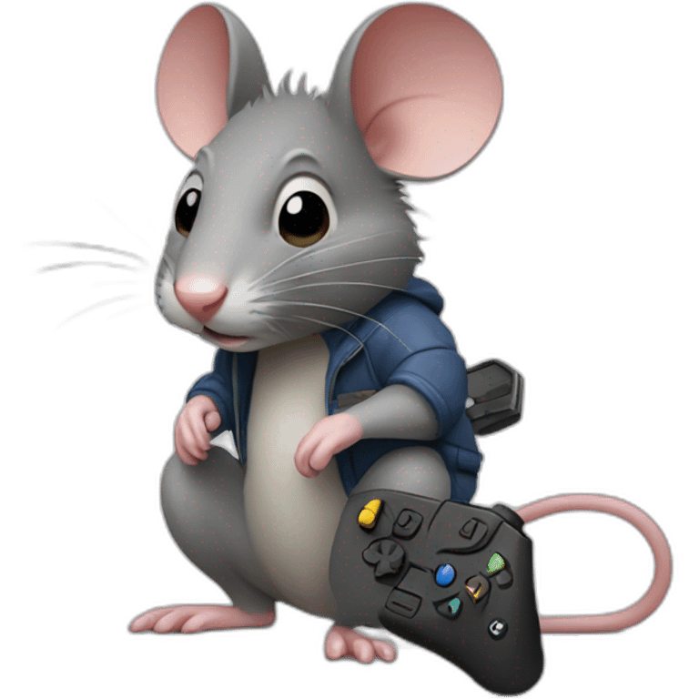 Un rat qui joue à la PlayStation emoji