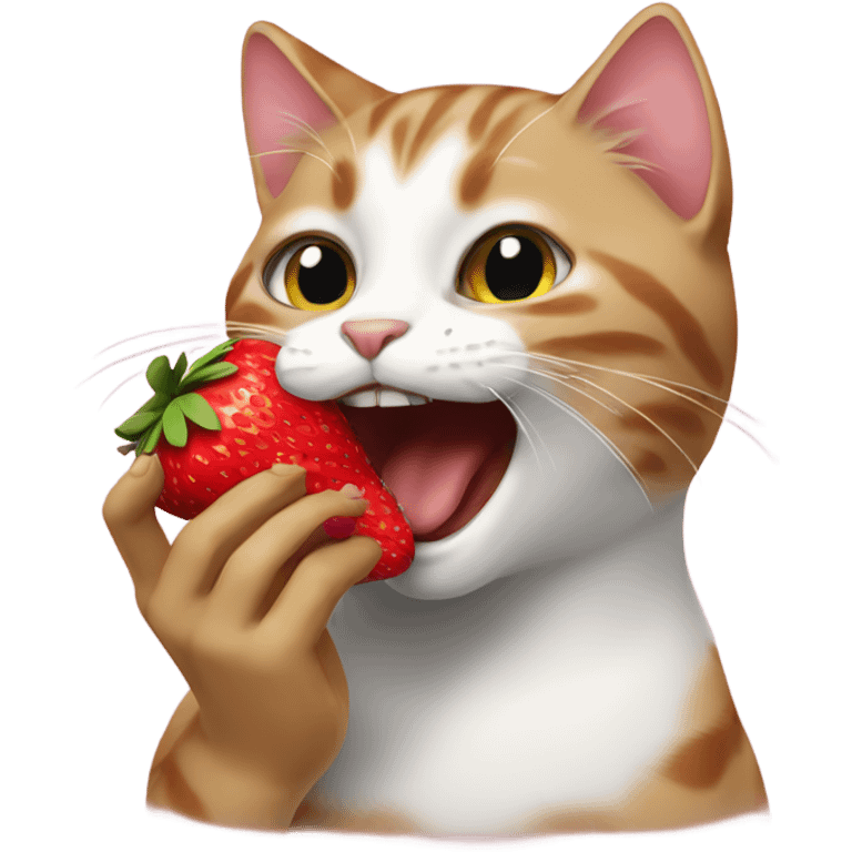 cat eating strawberries emoji