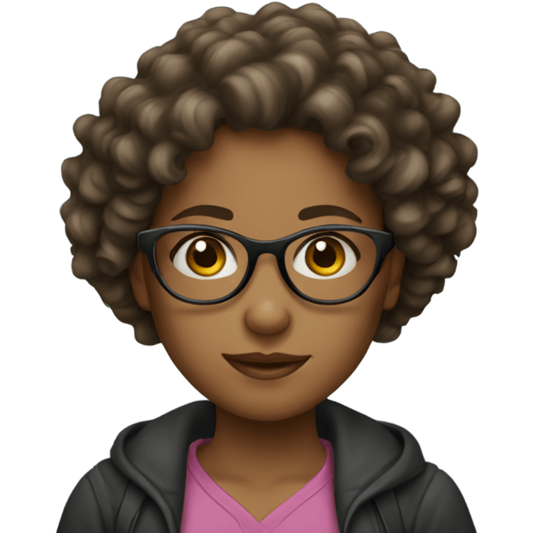 a girl with glasses curly hair  emoji