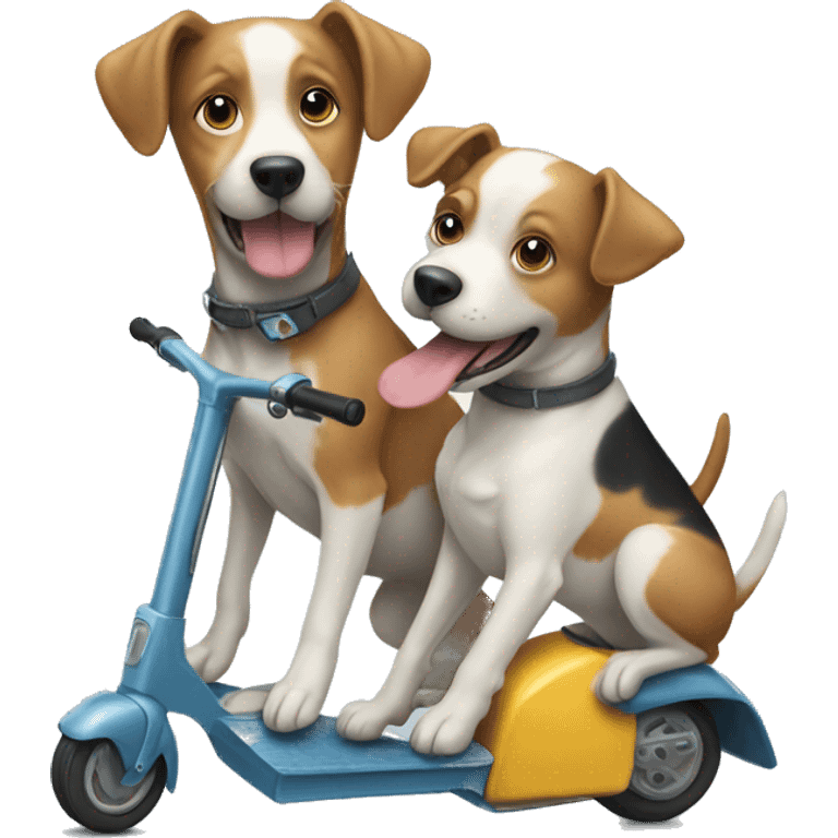 Two dogs pulling a scooter  emoji