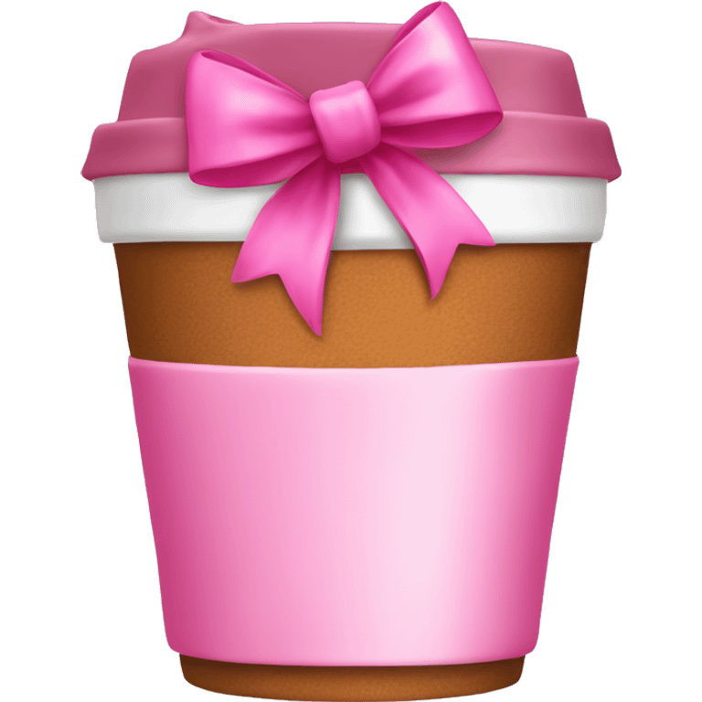 Coffee cup with a pink coquette bow on it emoji