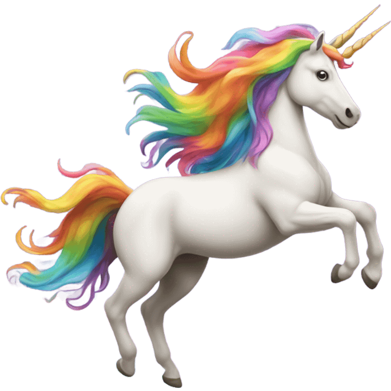 Unicorn jumping over a rainbow emoji